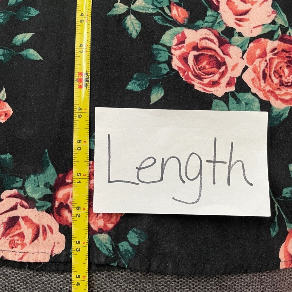 Forever 21 Black Floral Rose Print V-Neck Smocked Waist Maxi Dress S Cottagecore - Picture 11 of 14
